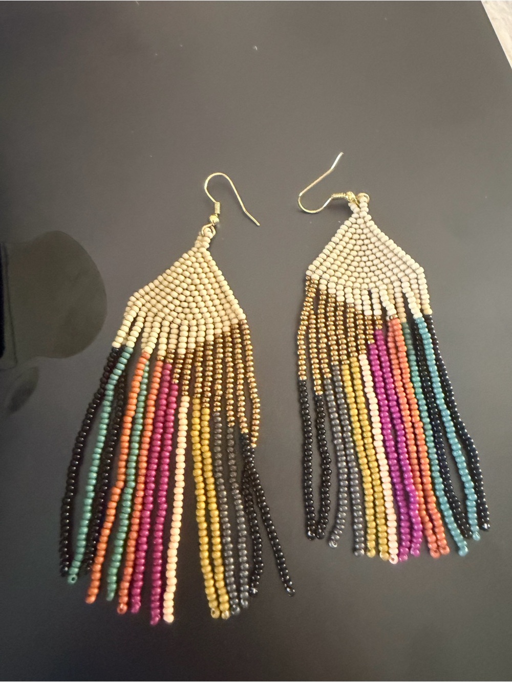 Multicolor Beaded Fringe Earrings - Women Jewelry